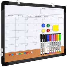 Monthly Calendar Whiteboard Dry Erase Cork Board Combination for Wall, 17x13 ...