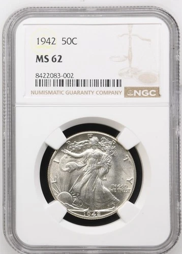 1942 Walking Liberty Half Dollar 50C NGC MS62