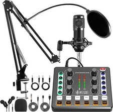 Podcast Equipment Bundle,Audio Interface and DJ Mixer and BM-800 Condenser Micro