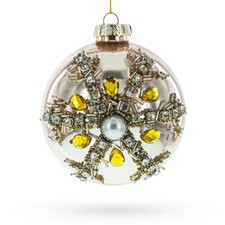 Dazzling Jeweled Star Glass Blown Ball Ornament