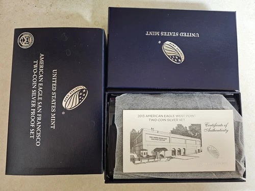 2013 American Eagle West Point Proof Two Coin .999 Silver Set w/OGP