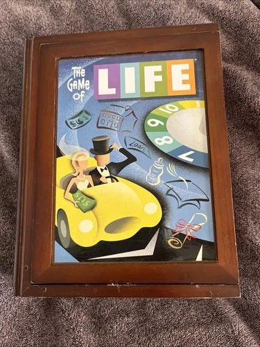 THE GAME OF LIFE Vintage Game Collection Wooden Book Shelf Milton Bradley 2007.