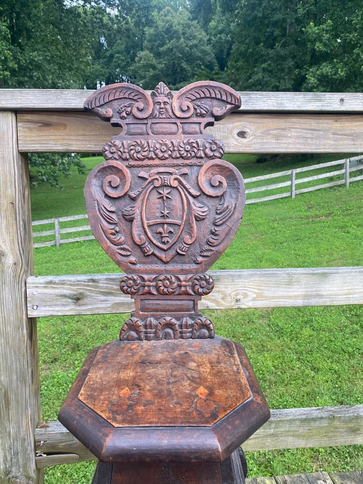 Antique Fantastic Carved Sgabello Chair Hall Stand - Image 3 of 4