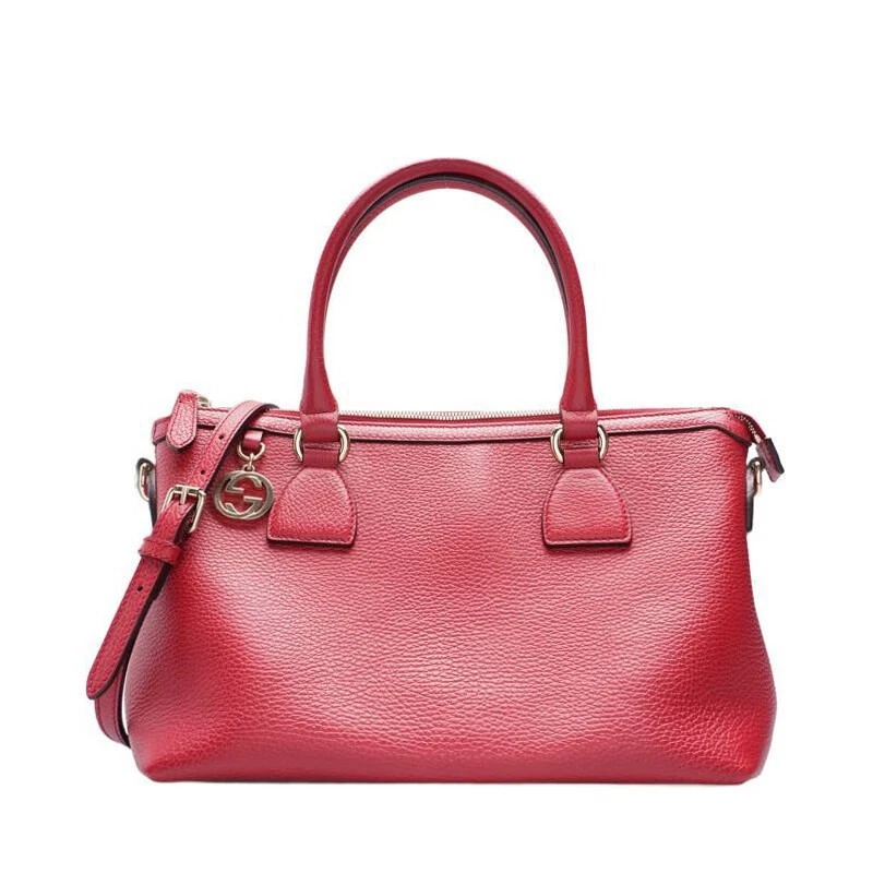 Gucci Borsa donna tote bag in pelle di vitello rossa ad incastro G placcata oro 449659