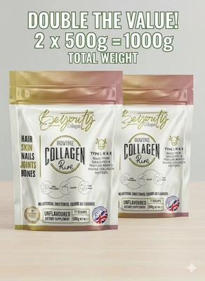 BEYOUTY COLLAGEN Halal Hydrolysed Collagen Powder | Bovine Peptides | Hair, Nails, Joints | 1KG