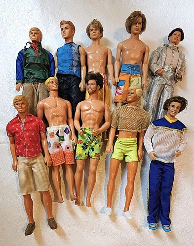 Vintage Mixed Lot Played With Mattel Ken Dolls Total of 10