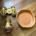 Vintage Roseville Pottery Vases And Bowl