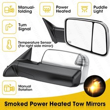 Smoked Power Heated Tow Mirrors For 2009-2018 Dodge Ram 1500 2010-2018 2500 3500 Smoked Power Heated Tow Mirrors For 2009-2018 Dodge Ram 1500 2010-2018 2500 3500