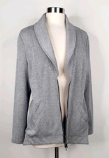 CAbi Drop Off Zip Back Grey Blazer Jacket Style  5300 Size Large