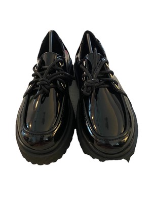 NIB Olivia Miller Girl Black Patent Leather Lace Up Shoes OMK-A24-17 New Sz13 