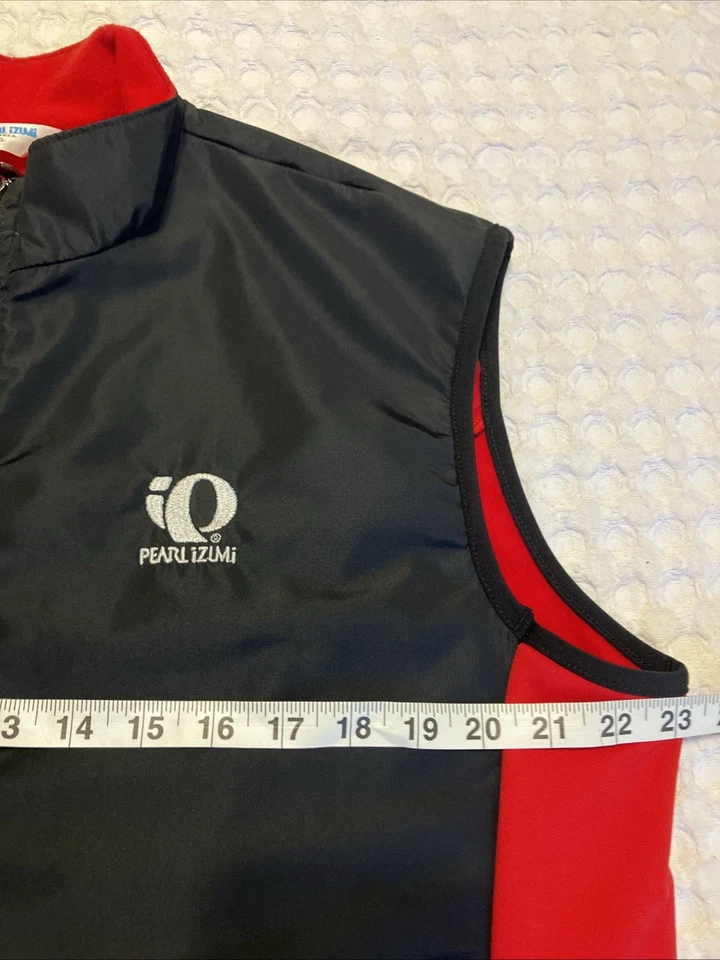 Pearl IZumi Fleece Lined Vest Mens XL Red Black Full Zip Performance Cycling - Image 3 of 4