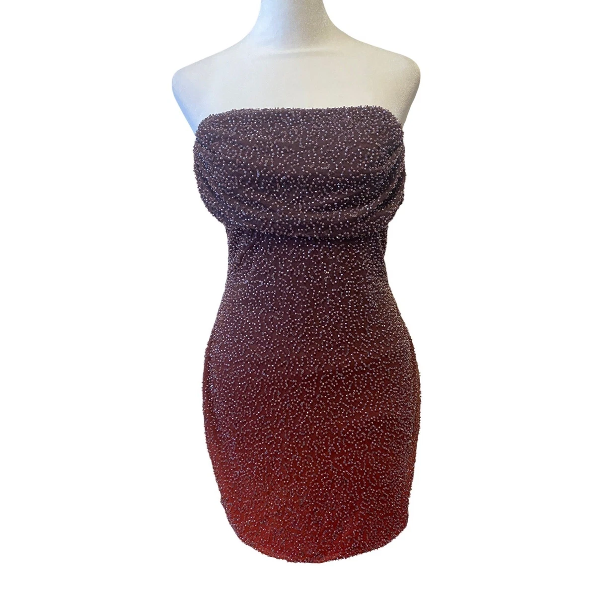 moorey beaded mini dress blue Waimari Medianoche Beaded Lace Halter Mini Dress