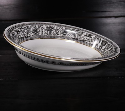 Wedgwood Bone China Florentine W4312 schwarz Beilagenschale Oval 28 cm #Y2