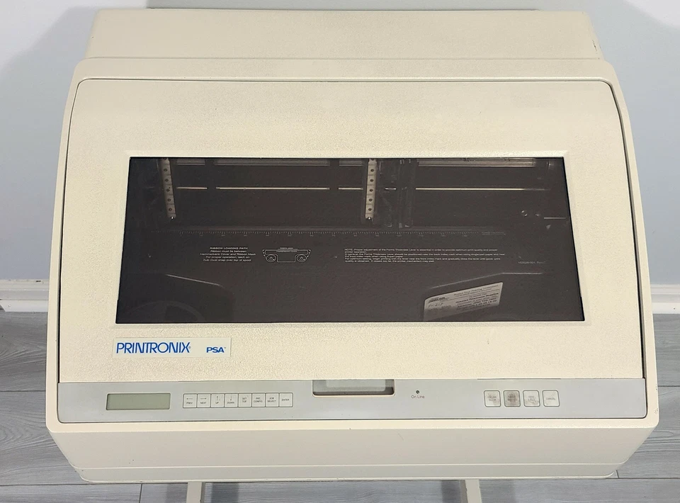 PRINTRONIX P5005-GOLD COMMERCIAL DOT LINE MATRIX PRINTER 1998 HUGE w FLOOR STAND - Image 2 of 4