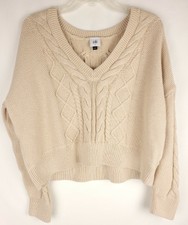 cabi cropped cable pullover