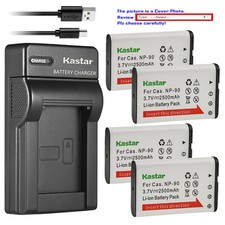 Kastar Battery Slim USB Charger for NP-90 CNP90  Casio Exilim EX-H20G EX-H20GBK