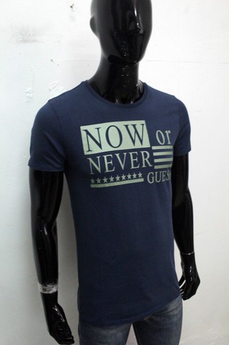Guess Taglia S Uomo T-Shirt Maglietta Blu Manica Corta Maglia Cotone Logo Man - Imagen 7 de 12