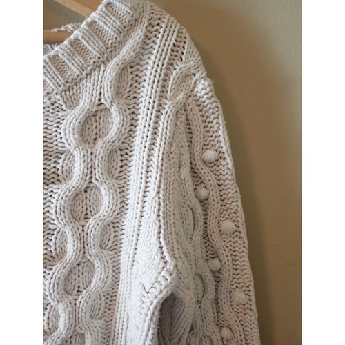 Moda International Off-White Sweater Cable Chunky Knit Vintage Small Cropped - Picture 4 of 10