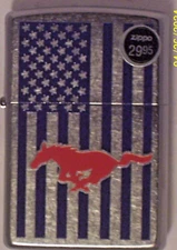 New ZIPPO Windproof USA LIGHTER 48754, Ford Mustang Running on USA Flag