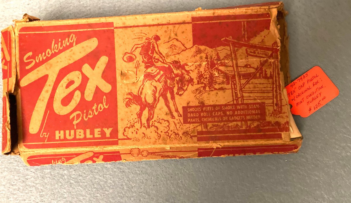 VINTAGE HUBLEY TOY SMOKING TEX CAP PISTOL GUN WITH BOX NO. 245 | eBay