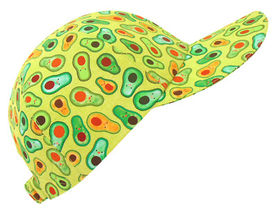 ''Bravocado!'' - Lime Green Baseball Ball Cap - All Over Happy Face Avocado Print