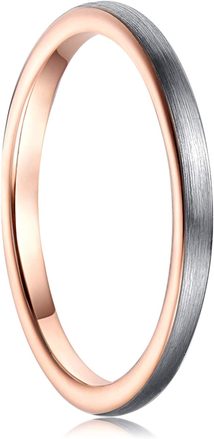 Cloyo 2mm Tungsten Rings for Men Women Wedding Engagement Band TwoTone Rings J eBay