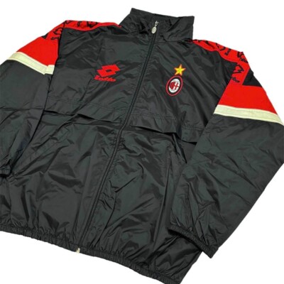 Vintage 90s AC MILAN nylon track jacket size L Lotto soccer jersey
