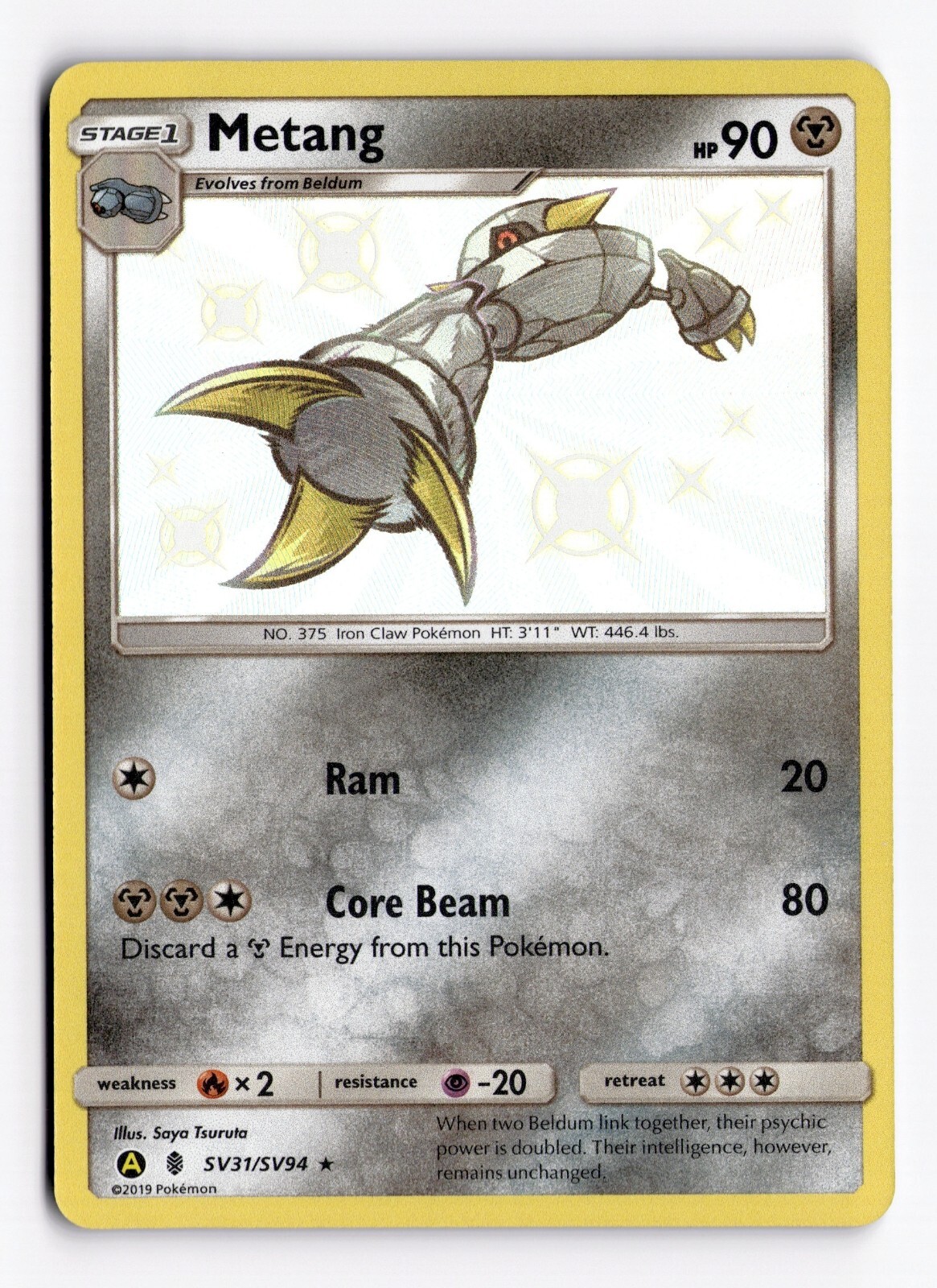 Metang SV31/SV94 Shiny Vault Holo - Hidden Fates Pokemon Card - Near Mint