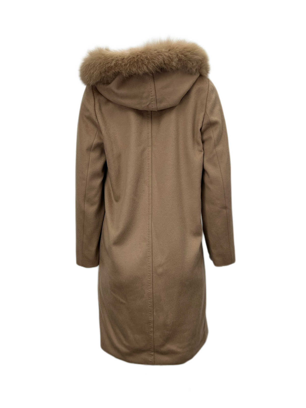 Max Mara Women's Camel Mango Fur Hood Virgin Wool Coat Size 12 NWT eBay