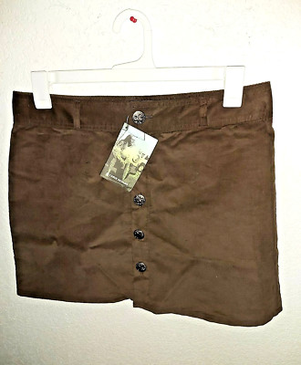 Carve Designs Y2K Button Front Lined Bootie Skirt Brown-New With Tag Size 8