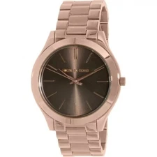 Michael Kors MK3181 Slim Runway Rose Gold Tone Brown Dial Ladies Wrist Watch