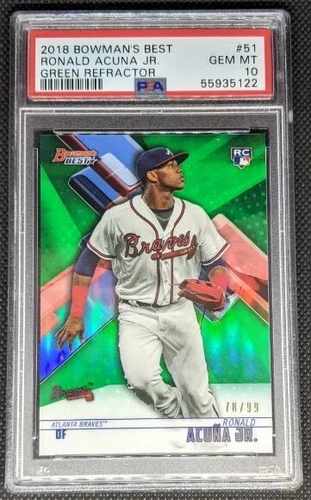 2018 Bowman's Best Ronald Acuna Green Refractor RC /99 PSA 10 Gem Mint Rookie