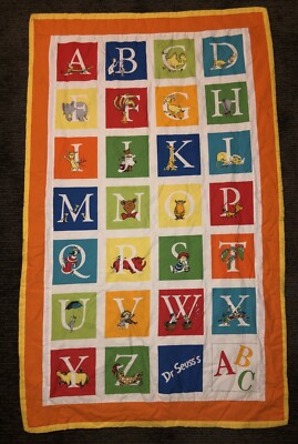 Dr Seuss ABC Alphabet Baby Toddler Quilt Hand Made With Fabric By Robert Kaufman
