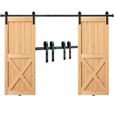 VEVOR Kit Quincaillerie Rail Porte Coulissante Double de Grange 244 cm Cintre J