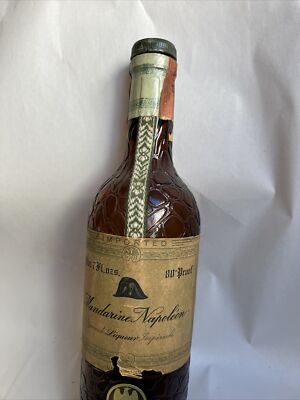 VTG 1940s Mandarine Napoleon Grand Liqueur Empty Bottle Belgium Web Glass