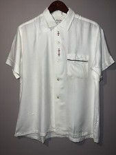 VINTAGE 1950's PENNLEIGH RAYON LOOP COLLAR ATOMIC ROCKABILLY SHIRT large