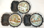 3 Footed ASHTRAY COASTER Cast Iron Homestead Winter Japan — photo 8