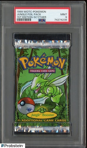 1999 WOTC Pokemon 1st Edition Scyther Art Sealed Foil Booster Pack PSA 9 MINT