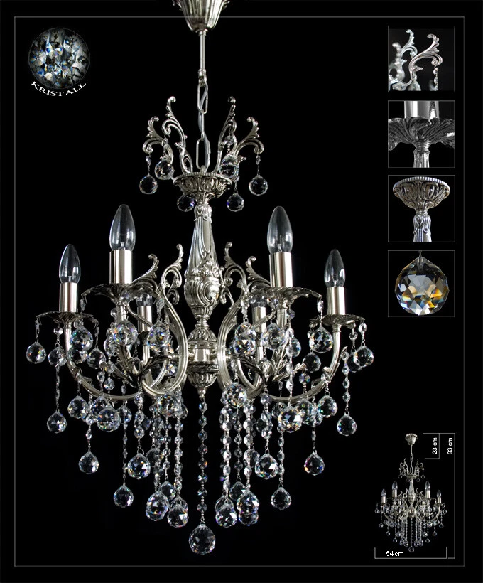 Stile Liberty Lampadario IN Cristallo Pesante Messingguss Vere Oro O sil - Immagine 2 di 3