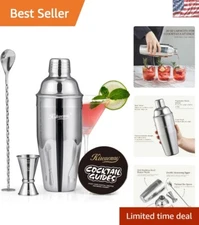 Rust-Resistant 24oz Cocktail Shaker with Built-In Strainer – Perfect for Gifts