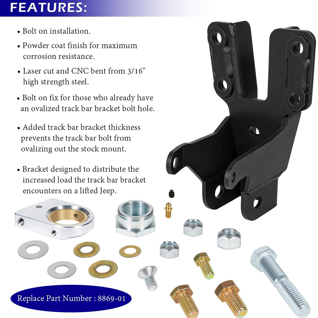 886901 Front Track Bar & Sector Shaft Brace For Jeep Wrangler JL