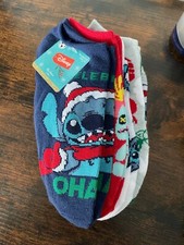 DISNEY LILO AND STITCH CHRISTMAS 6 PACK NO SHOW SOCKS Women's Shoe Size 4-10 NEW