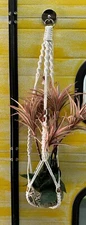 Macrame Twist Beaded Plant Hanger with Metal O Ring Hanger Neutral