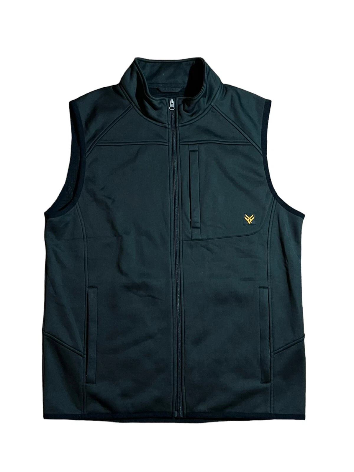 HAWX MEN'S BLACK SOLID ZIP-FRONT WORK VEST (Size: L)
