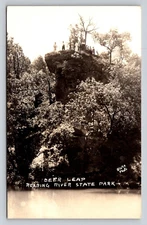 RPPC People Deer Leap Roaring River State Park Real Photo Missouri P767