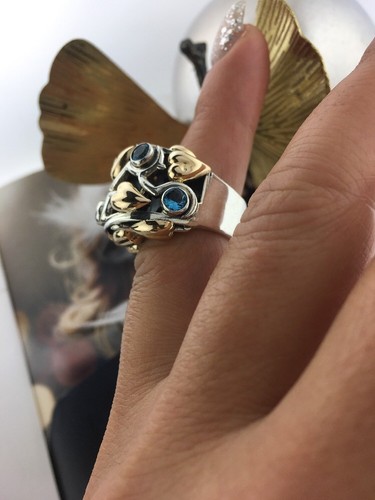 NWT Handcraft Sterling Silver 925 Heavy & 14K Gold Mexican Artist Ring. - Picture 3 of 12