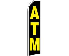 2 Pack ATM Black  Yellow Swooper Super Feather Advertising Flag