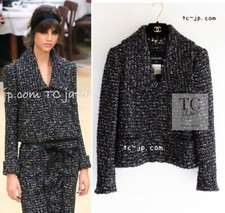 $4.8K CHANEL 15A Black Multicolor Cotton Zipper Fantasy Tweed Jacket 40 US8