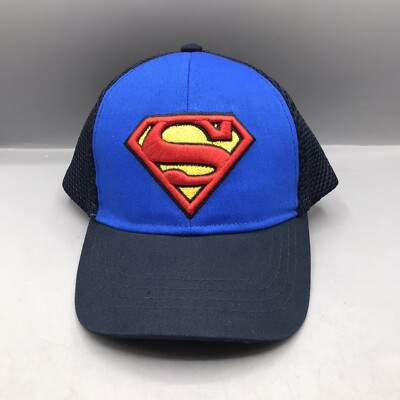 Superman Hat Cap Snap Back Youth Boys Kids Black Blue DC Comics Adjustable  Logo