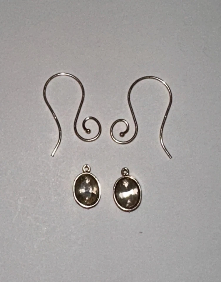 14kt 8x6mm Bisel Ovalado Berilo Dorado Cuelga Caídas Caídas Cables para las Orejas, Extraíbles, 2,17 Gramos Foto 2 de 4